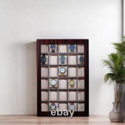 Elegant 30-Piece Ebony Wood Watch Display Case Ideal Father's Day Gift
