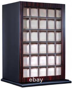 Elegant 30-Piece Ebony Wood Watch Display Case Ideal Father's Day Gift