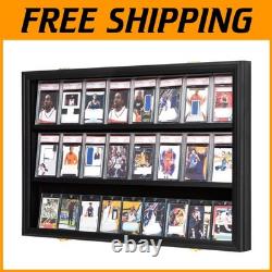 Elegant Wall-Mounted Display Case for Graded Sports Cards Black Wood Finish