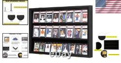 Elegant Wall-Mounted Display Case for Graded Sports Cards Black Wood Finish