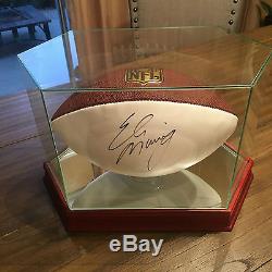 Eli Manning Signed Football in Wood and Glass Display Case
