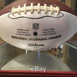 Eli Manning Signed Football in Wood and Glass Display Case