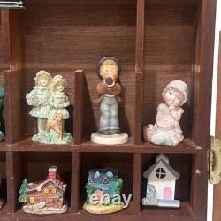 Enesco My Collection Wood Wall Display Case Glass Door Hanging Pre Owned Read