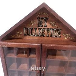 Enesco My Collection Wood Wall Display Case Glass Door Hanging Pre Owned Read