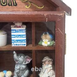 Enesco My Collection Wood Wall Display Case Glass Door Hanging Pre Owned Read