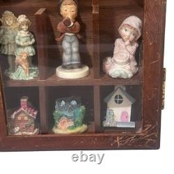 Enesco My Collection Wood Wall Display Case Glass Door Hanging Pre Owned Read