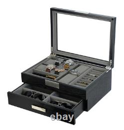 Executive Hand made Cufflink Case & Ring Storage Organizer Jewelry Box Gift