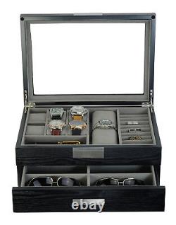 Executive Hand made Cufflink Case & Ring Storage Organizer Jewelry Box Gift