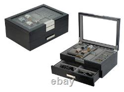 Executive Hand made Cufflink Case & Ring Storage Organizer Jewelry Box Gift