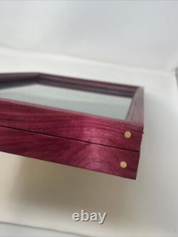 Exotic Purple Heart Wood Display Case 18 X 12 X 2 for Knives Arrowheads Relics