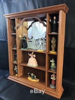 FRANKLIN MINT SET 12 WIZARD of OZ FIGURINES & WOOD DISPLAY CASE In Boxes