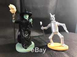 FRANKLIN MINT SET 12 WIZARD of OZ FIGURINES & WOOD DISPLAY CASE In Boxes