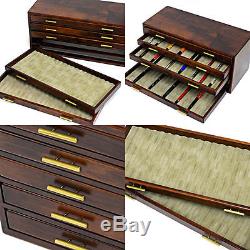 F/S Wooden Stationery Fountain Pen Case Display 100 Slot Collection Storage JP