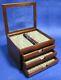 F/s Wooden Stationery Fountain Pen Case Display 40 Slot Collection Storage Japan