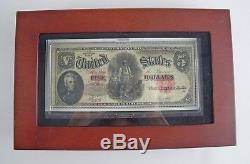 Famous 1907 Jackson Large-Size Woodchopper $5 Note in Custom Wood Display Case