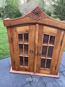 Farmhouse Wood Curio Cabinet Tabletop Wall Mounted Glass Display Case 22