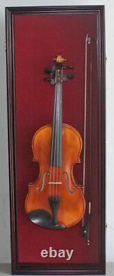 Fiddle / Violin Display Case Stand Wall Shadow Box Holder Wood Cabinet