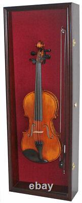 Fiddle / Violin Display Case Stand Wall Shadow Box Holder Wood Cabinet