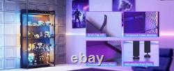 Figure Display Case 4 Tier RGB LED Light Action Minifigures Shelf Glass Cabinet