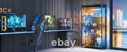Figure Display Case 4 Tier RGB LED Light Action Minifigures Shelf Glass Cabinet