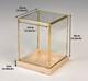 Figures Display Case Copper Trim Wooden Base Glass Doll Art Dust Protect Cover