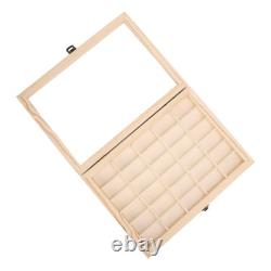 Film Cassette Display Case 30 Slots Minimalist Dust Proof Solid Wood Storag