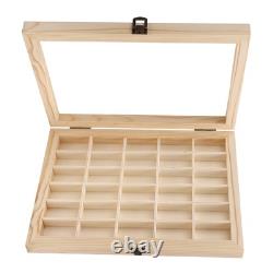 Film Cassette Display Case 30 Slots Minimalist Dust Proof Solid Wood Storag