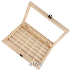 Film Cassette Display Case 30 Slots Minimalist Dust Proof Solid Wood Storag