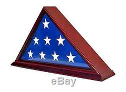 Flag Display Case Military 9 x 9.5' Burial Solid Wood Memorial Funeral Veteran