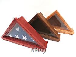 Flag Display Case Military Shadow Box Cherry wood