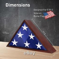 Flag Display Case Wood Wall Tabletop Mount Veterans Military Patriotic