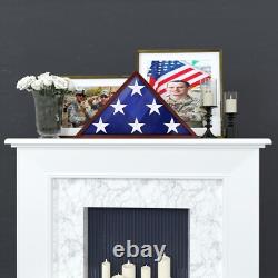 Flag Display Case Wood Wall Tabletop Mount Veterans Military Patriotic