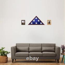 Flag Display Case Wood Wall Tabletop Mount Veterans Military Patriotic