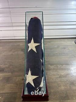 Flag Display Case for American Veteran Burial Flag Clear Glass Top With Wood Base