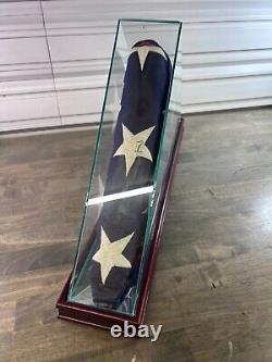 Flag Display Case for American Veteran Burial Flag Clear Glass Top With Wood Base