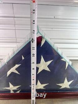 Flag Display Case for American Veteran Burial Flag Clear Glass Top With Wood Base