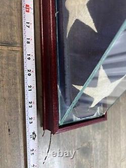 Flag Display Case for American Veteran Burial Flag Clear Glass Top With Wood Base