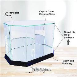 Football Display Case Black Wood Glass NFL NCAA Autograph Ball Holder USA Frame