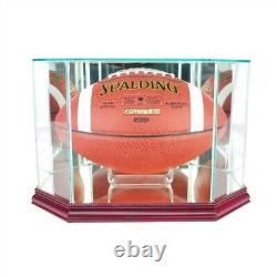 Football Display Case Cherry Wood Glass NFL NCAA Full Size Ball Holder USA Frame