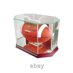 Football Display Case Cherry Wood Glass NFL NCAA Full Size Ball Holder USA Frame