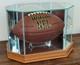 Football Display Case Walnut Wood & Glass Nfl Mirror Ball Holder Usa Rack Frame