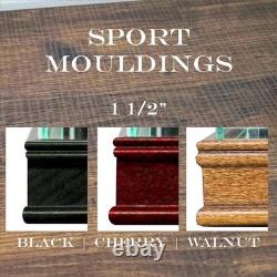 Football Display Case Walnut Wood & Glass NFL Mirror Ball Holder USA Rack Frame
