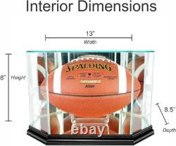 Football Display Case Walnut Wood & Glass NFL Mirror Ball Holder USA Rack Frame