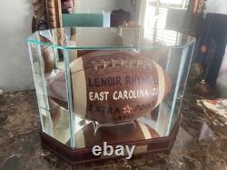 Football Display Case Walnut Wood & Glass NFL Mirror Ball Holder USA Rack Frame