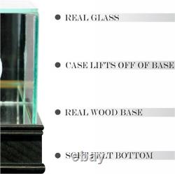 Football Display Case Walnut Wood & Glass NFL Mirror Ball Holder USA Rack Frame