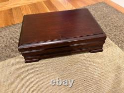 Fountain pen display case, heavy wood with velvet lining, 23-pen capacity