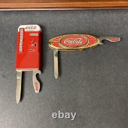 Franklin Mint Collector Knives Coca Cola Knife Set of 4 Wood Display Case