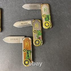 Franklin Mint Collector Knives John Deere Knife Set of 6 Wood Display Case