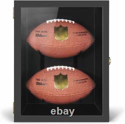 Full-Size Football Display Case with Locks Wall Mount Shadow Box Black