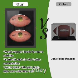 Full-Size Football Display Case with Locks Wall Mount Shadow Box Black